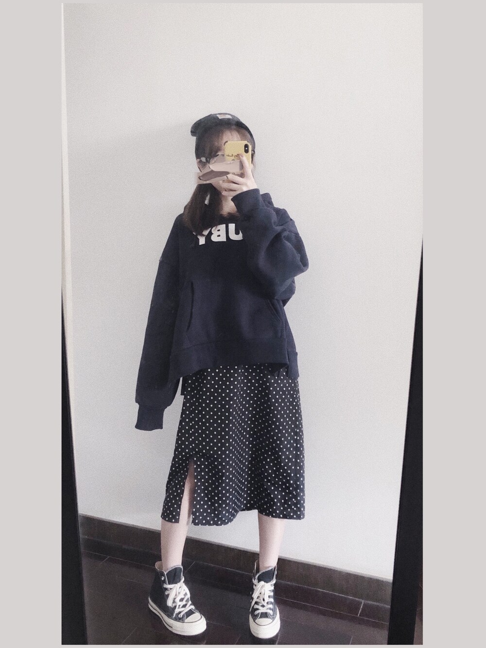 「ootd、春コーデ、Kastane、RUBY AND YOU、休日スタイル」｜「RUBY AND YOUのアイテム（パーカー、ブルー系）」を使った、inrinさん（レディース・152cm）の春コーディネートの1枚目の写真