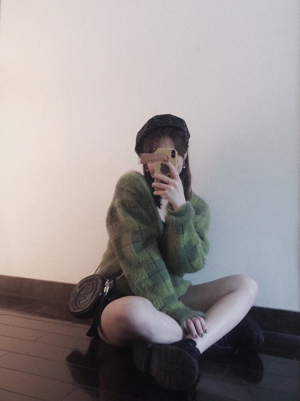 「ootd、春コーデ、休日スタイル」｜「UNIFのアイテム（アンサンブル、グリーン系）」を使った、inrinさん（レディース・152cm）の春コーディネートの1枚目の写真