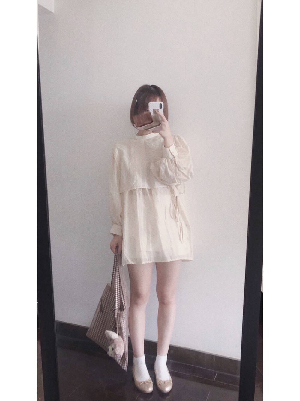 「ootd、秋のコーデ、Heather、Kastane、休日スタイル」｜「Kastaneのベストフラップデザインブラウス/透けブラウス（シャツ/ブラウス、ホワイト系）」を使った、inrinさん（レディース・152cm）の秋コーディネートの1枚目の写真