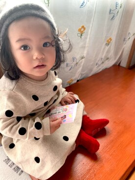 「H&M（エイチ・アンド・エム）のアイテム（スカート）」を使った、myさん（キッズ・80cm）の冬コーディネート