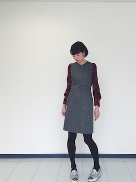 「雨の日」｜「アイテム（スリッポン）」を使った、fusakoさん（レディース・163cm）の春コーディネート