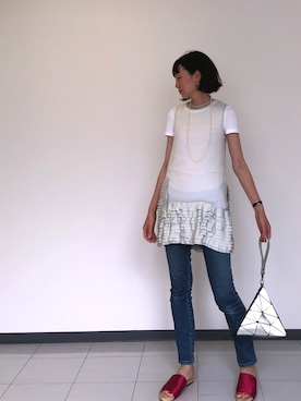 「スリッパ」｜「アイテム（ワンピース/ドレス）」を使った、fusakoさん（レディース・163cm）の春コーディネート