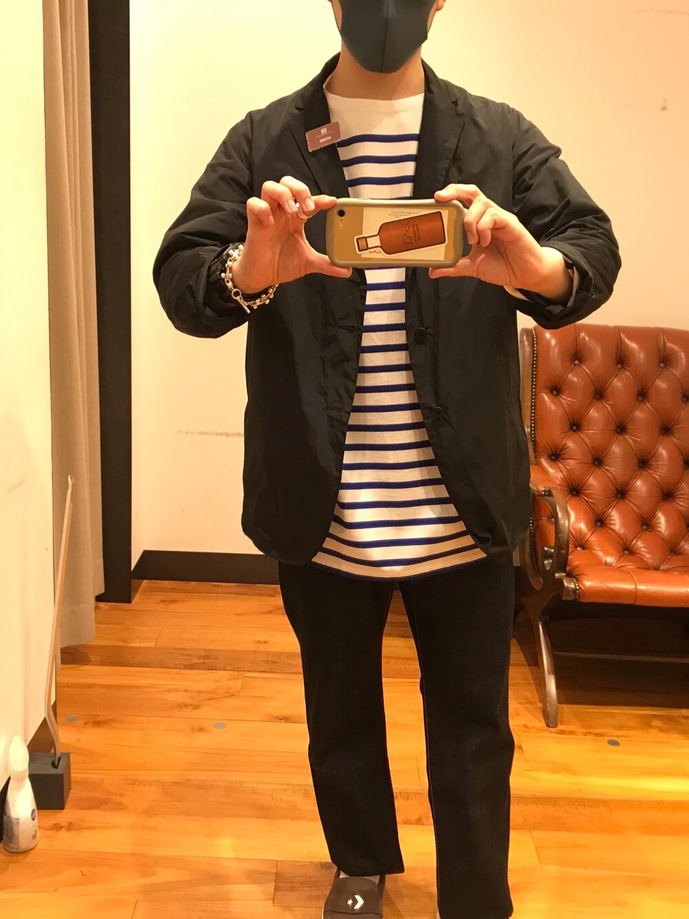 「私の推しブランド、URBAN RESEARCH、TEATORA、worknotwork、ボーダー、デニム、ジャケット、オトナカジュアル、低身長コーデ、低身長」｜「URBAN RESEARCHのリラックスボートネックボーダーロングスリーブ（Tシャツ/カットソー、ブルー系）」を使った、hayakazu16さん（メンズ・165cm）の冬コーディネートの1枚目の写真