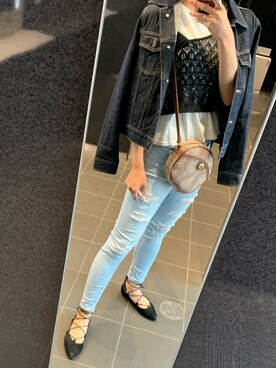 「w closet」｜「アイテム（デニムジャケット）」を使った、🧸さん（レディース・163cm）の春コーディネート