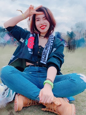「Lily（リリイ）のアイテム（ブルゾン）」を使った、庭坚yanghtさん（レディース・166cm）の春コーディネート