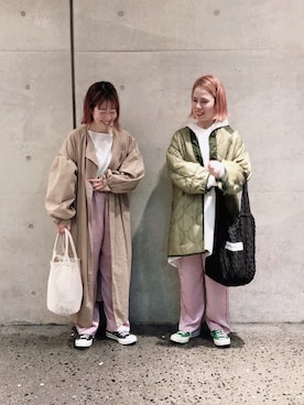 「6（ロク）のアイテム（その他パンツ）」を使った、nishitomoさん（レディース・158cm）の春コーディネート