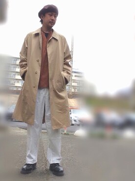「JOURNAL STANDARD（ジャーナルスタンダード）のアイテム（ステンカラーコート）」を使った、浅野 允利さん（メンズ・177cm）の春コーディネート