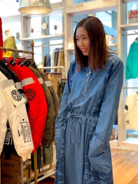 「カモ柄」｜「アイテム（ワンピース/ドレス）」を使った、Hikaruさん（レディース・155cm）の夏コーディネート