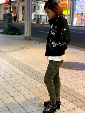 「春物」｜「アイテム（ブルゾン）」を使った、Hikaruさん（レディース・155cm）の冬コーディネート