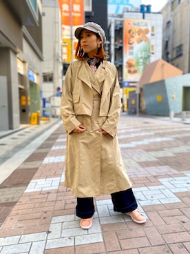 「AVIREX（アヴィレックス）のアイテム（トレンチコート）」を使った、Hikaruさん（レディース・156cm）の春コーディネート