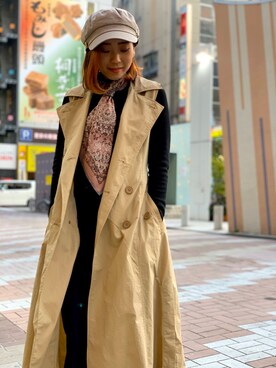 「AVIREX（アヴィレックス）のアイテム（トレンチコート）」を使った、Hikaruさん（レディース・156cm）の春コーディネート