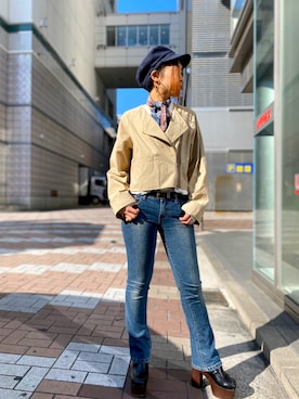 「AVIREX（アヴィレックス）のアイテム（トレンチコート）」を使った、Hikaruさん（レディース・156cm）の春コーディネート