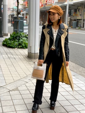 「AVIREX（アヴィレックス）のアイテム（トレンチコート）」を使った、Hikaruさん（レディース・156cm）の春コーディネート