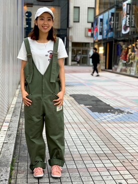 「オリーブ」｜「アイテム（サロペット/オーバーオール）」を使った、Hikaruさん（レディース・156cm）の夏コーディネート