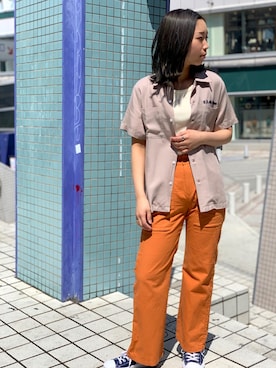 オレンジ系のアイテムを使った ボーリングシャツ の人気ファッションコーディネート Wear