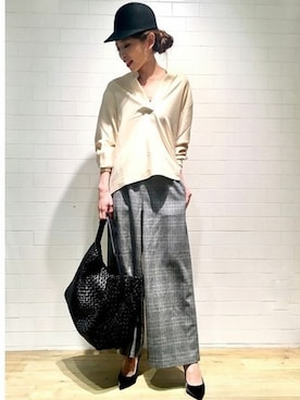 「おでかけ」｜「アイテム（キャップ）」を使った、rikaさん（レディース・166cm）の秋コーディネート