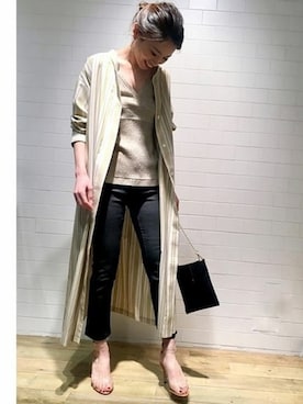 「ラメニット」｜「アイテム（シャツワンピース）」を使った、rikaさん（レディース・166cm）の冬コーディネート