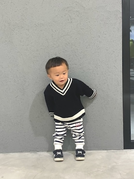 「いいね、save、フォローお願いします🤑」｜baby0410さん（キッズ・70cm）の秋コーディネート