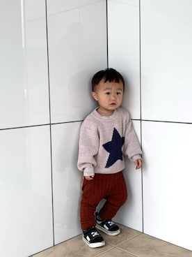 「いいね、save、フォローお願いします🤑」｜baby0410さん（キッズ・70cm）の秋コーディネート