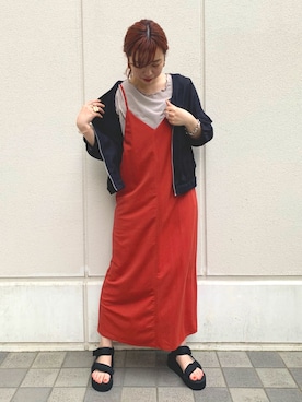 「DISCOAT（ディスコート）のアイテム（ブルゾン）」を使った、erina♡さん（レディース・155cm）の夏コーディネート