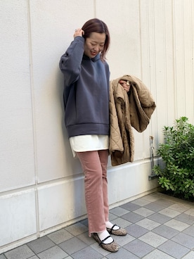 「DISCOAT（ディスコート）のアイテム（その他アウター）」を使った、erina♡さん（レディース・155cm）の秋コーディネート
