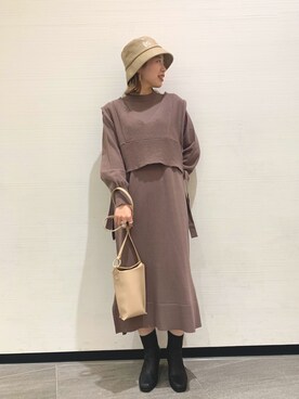 「DISCOAT（ディスコート）のアイテム（ブーツ）」を使った、erina♡さん（レディース・155cm）の冬コーディネート