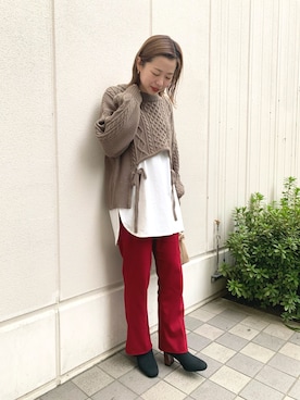 「DISCOAT（ディスコート）のアイテム（ブーツ）」を使った、erina♡さん（レディース・155cm）の冬コーディネート