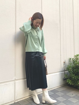 「DISCOAT（ディスコート）のアイテム（ブーツ）」を使った、erina♡さん（レディース・155cm）の冬コーディネート
