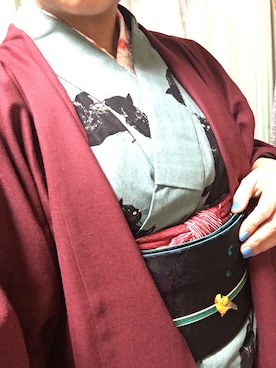 「アイテム（浴衣、グリーン系）」を使った、からんさん（レディース・152cm）の冬コーディネート