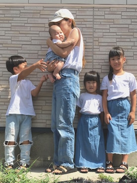「SEVENDAYS=SUNDAY（セブンデイズサンデイ）のアイテム（デニムスカート）」を使った、iiiricomiiiさん（レディース・159cm）の夏コーディネート