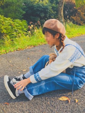 「cepo.」｜「アイテム（ハンチング/ベレー帽）」を使った、サワクリさん（レディース・156cm）の秋コーディネート