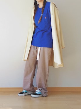 「ボーイッシュ」｜「アイテム（ステンカラーコート）」を使った、Yotchさん（レディース・163cm）の春コーディネート