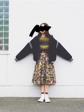 「メルトン」｜「アイテム（スタジャン）」を使った、Yotchさん（レディース・163cm）の冬コーディネート