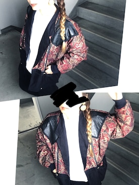 「used mix」｜「アイテム（ブルゾン）」を使った、Yotchさん（レディース・163cm）の冬コーディネート
