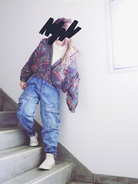 「80s」｜「アイテム（ブルゾン）」を使った、Yotchさん（レディース・163cm）の冬コーディネート