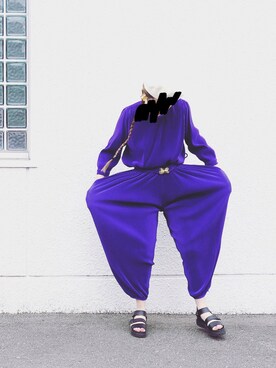 「レトロ」｜「アイテム（セットアップ）」を使った、Yotchさん（レディース・163cm）の春コーディネート