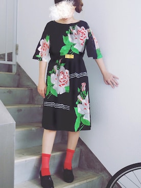「薔薇」｜「アイテム（ワンピース/ドレス）」を使った、Yotchさん（レディース・163cm）の夏コーディネート