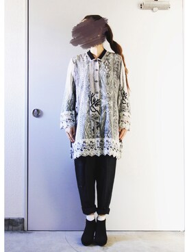 「黒パンツ」｜Yotchさん（レディース・163cm）の秋コーディネート