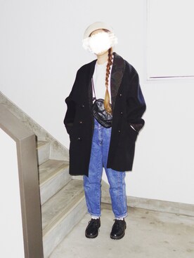 「コクーンコート」｜「アイテム（帽子）」を使った、Yotchさん（レディース・163cm）の秋コーディネート