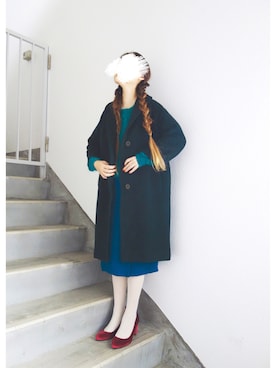 「白タイツ」｜「アイテム（その他アウター）」を使った、Yotchさん（レディース・163cm）の秋コーディネート
