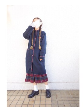 「ロングジャケット」｜「アイテム（その他アウター）」を使った、Yotchさん（レディース・163cm）の冬コーディネート