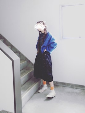 「もけもけ」｜「アイテム（ジャケット/アウター）」を使った、Yotchさん（レディース・163cm）の冬コーディネート