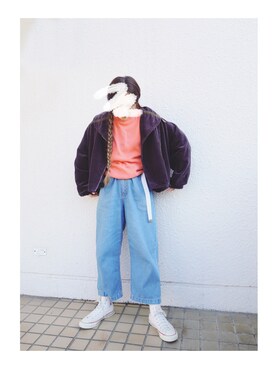「80s」｜「アイテム（ブルゾン）」を使った、Yotchさん（レディース・163cm）の冬コーディネート