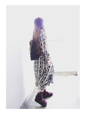 「古着女子」｜「アイテム（シャツワンピース）」を使った、Yotchさん（レディース・163cm）の春コーディネート