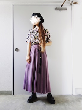 「アイテム（キャスケット）」を使った、Yotchさん（レディース・163cm）の夏コーディネート