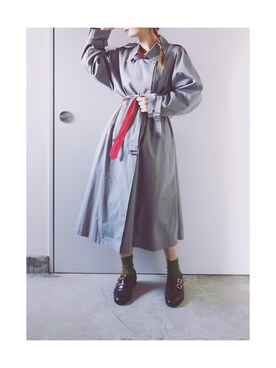 「古着女子」｜「アイテム（トレンチコート）」を使った、Yotchさん（レディース・163cm）の秋コーディネート