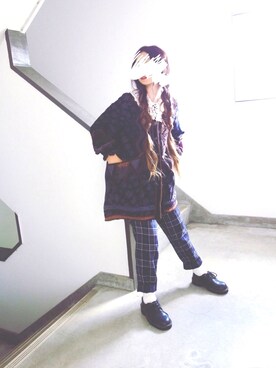 「フォークロア」｜「アイテム（ノーカラージャケット）」を使った、Yotchさん（レディース・163cm）の秋コーディネート