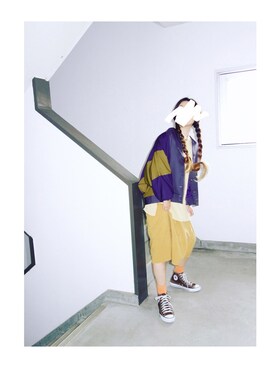 「配色」｜「アイテム（ブルゾン）」を使った、Yotchさん（レディース・163cm）の秋コーディネート