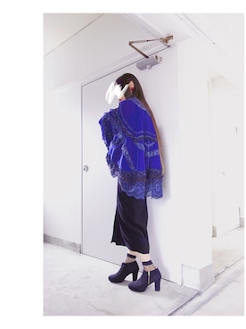 「古着女子」｜「アイテム（ノーカラージャケット）」を使った、Yotchさん（レディース・163cm）の秋コーディネート