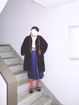 「もけもけ」｜「アイテム（その他アウター）」を使った、Yotchさん（レディース・163cm）の冬コーディネート